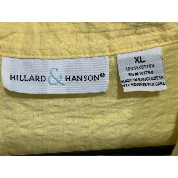 Hillard & Hanson Womens XL Yellow Textured Button-Up Shirt Lightweight Top - Picture 5 of 9